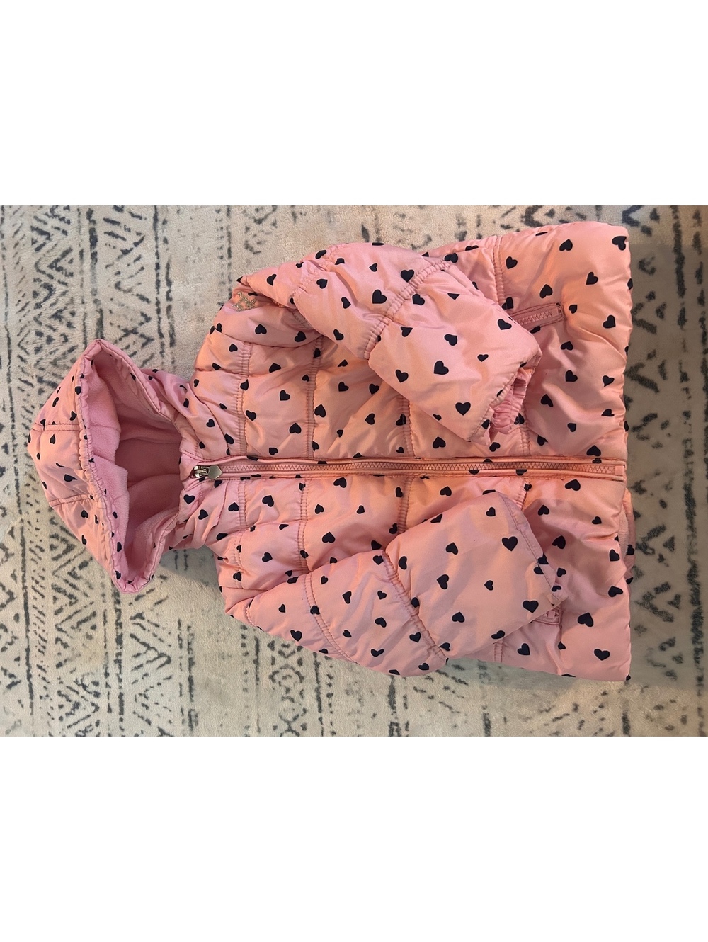 OshKosh B'gosh Pink Heart Print Puffer Jacket for Girls Size 4